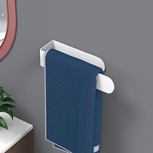 HUFEEOH Adhesive Hand Towel Holder, Kitchen Towel Rack Towel Bars Wall Mounted, Stainless Steel Bath Towel Holder for Bathroom Hotel Kitchen (8 inch, White) - color: White, size: 8 Inch