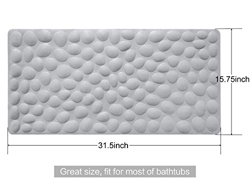 Non-Slip Bathtub Mat OTHWAY Soft Rubber Bathroom Bathmat with Strong Suction Cups (Grey) - color: Grey, size: 31.5" x 16" (Rectangular)