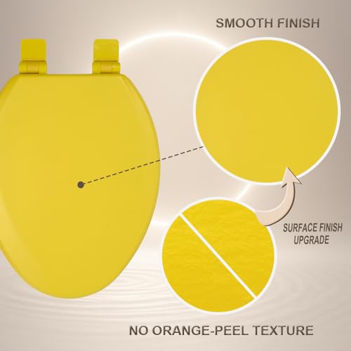 Toilet Seat, Slow Close, Soft Touch, Ultra-Smooth Matte Finish (No Orange-Peel Texture), Premium Moulded Wood, Quick Release, PIKLiDS (Yellow, Elongated) - color: Yellow, size: Elongated
