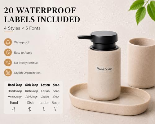 Clasin Home 3 Pcs Bathroom Accessories Set, Liquid Soap Dispenser with Large Pump, Toothbrush Holder Cup and Soap Dish, Sandstone Texture Bathroom Counter Set for Modern Home (Beige) - color: Beige