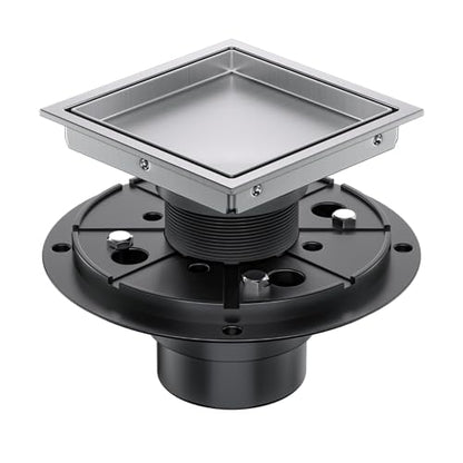 6 Inch Shower Drain Brushed with Tile Insert Grate, Floor Drain Brushed 304 Stainless Steel, Including Hair Strainer - color: Brushed, size: 6 IN