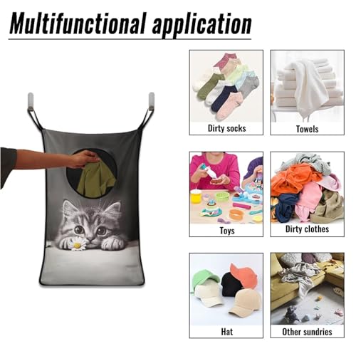 ZOUTAIRONG Hanging Laundry Hamper Zipper Storage Bag Space Saving Laundry Bag Hanging Clothes Hamper Laundry Baskets for Bathroom, Cute Daisy Cat Print - color: Cute Daisy Cat