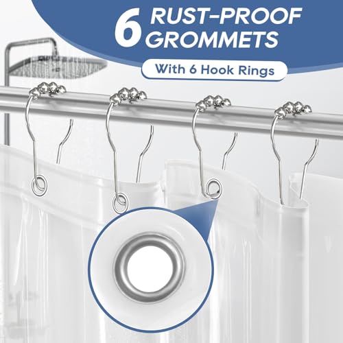downluxe Clear Shower Curtain Liner with Hooks, Plastic Shower Liner, 36" W x 72" L Lightweight Shower Curtains for Bathroom(6 Hooks, 1PC) - color: Clear With Hooks, size: 36"W x 72"L (Pack of 1)