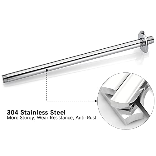 16 Inch Chrome Ceiling Mounted Shower Arm for Rain Shower Head | Shower arm and flange - color: Polished Chrome, size: 16 Inches