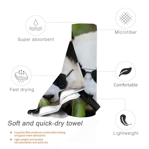 Panda Eating Bamboo Quick Dry Bath Towels - Super Soft Bath Towels for Home, Spa, Gym, Travel - color: Panda Eating Bamboo, size: 27.5"x55"