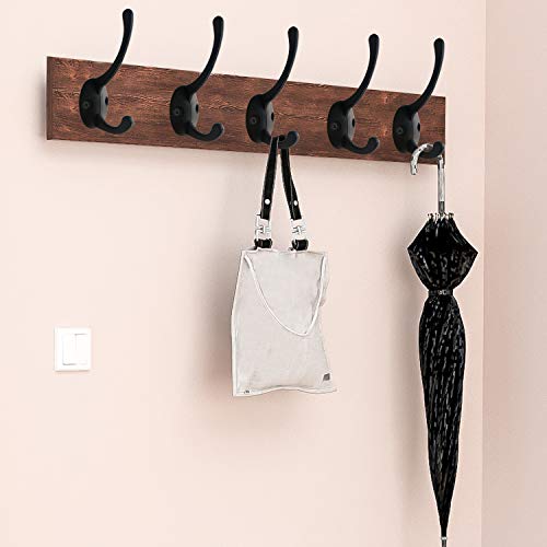 IBosins 32 Pack Black Double Coat Hooks Wall Mounted with 64 Screws | Retro Double Hooks Utility Hooks for Coat, Scarf, Bag, Towel, Key, Cap, Cup, Hat - color: 32 Pcs Black