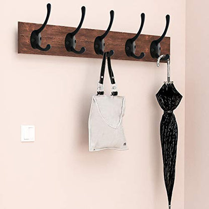 IBosins 32 Pack Black Double Coat Hooks Wall Mounted with 64 Screws | Retro Double Hooks Utility Hooks for Coat, Scarf, Bag, Towel, Key, Cap, Cup, Hat - color: 32 Pcs Black