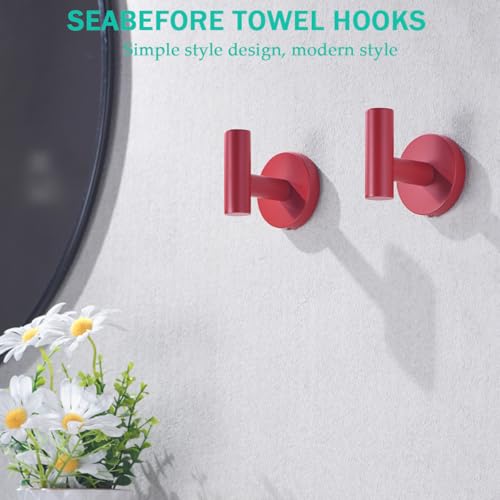Towel Hooks for Bathrooms,Red Wall Mount Hooks SUS 304 Stainless Steel Coat Hook Robe Hook Towel Hook 2 Count for Kitchen,Bedroom (Drilling),96006-8RED - color: Red