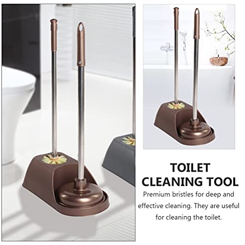 DOITOOL Toilet Brush and Plunger Set with Long Ergonomic Handle for Deep Cleaning Bathroom Toilets Non-Slip Grip Toilet Cleaning Tools for Home Maintenance 20.5 Inch Length