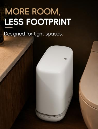 Small Bathroom Trash Can with Lid, Dog Proof Slim Press Top Garbage Can, White Plastic Narrow Waste Basket, for Bathroom Bedroom Office 3.1 Gal with 5 Rolls 75 Trash Bags