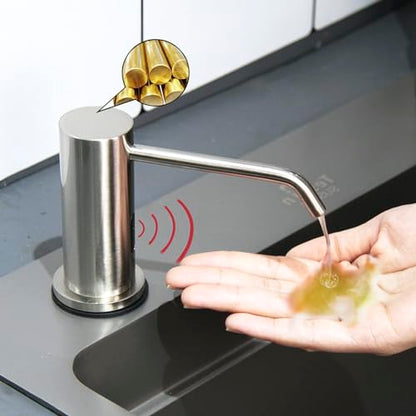 Automatic Touchless Soap Dispenser for Kitchen Sink, Brushed Nickel, High Capacity, Durable Material, Multiple Power Supply Modes, Versatile Use, Liquid Soap, Shampoo, Hand Sanitizer - color: Brushed Nickel