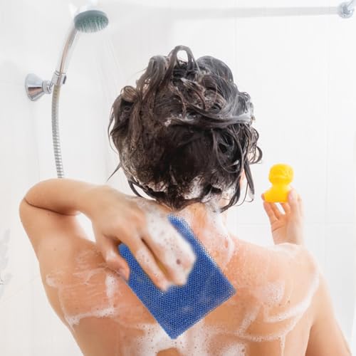 2pcs African Exfoliating Bath Washcloth Back Scrubber Skin Exfoliating Net for Shower Body Cleansing, Practical Bathroom Sponge Set with Blue and Black Colors