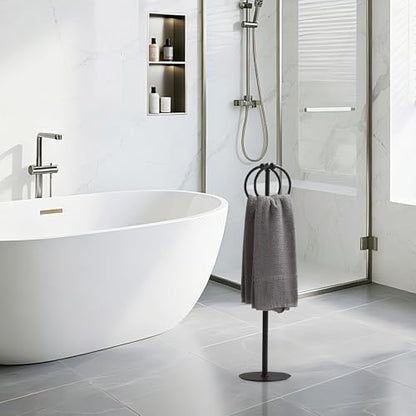 Adjustable Black Towel Rack,Freestanding Bathroom Towel Holder - color: Matte Black