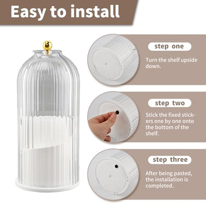 Concealed Toothbrush Holder with Sliding Lid for Bathrooms, White | 360° Rotating 3-Slot Toothpaste Holders with Cover, Waterproof and Dustproof, Concealed Makeup Brush Holder