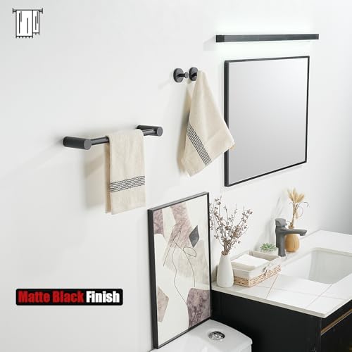 JQK Towel Bar Black, 14.5 Inch 304 Stainless Steel Thicken 0.8mm Towel Rack Bathroom Wall Mount, Useable Length 12 Inch, TB610L12-PB - color: Black, size: 14.5 Inch
