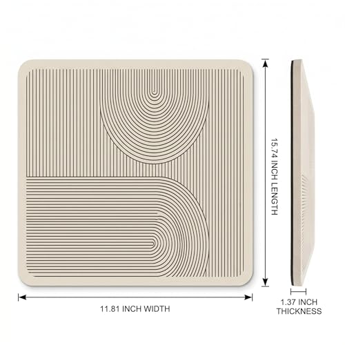Super Absorbent & Non-Slip Geometric Rubber-Diatomite Drying Mat - Durable, Quick-Dry Kitchen and Bathroom Countertop Pad for Coffee Machines, Spices, and Essentials, Kitchen Countertop Mat