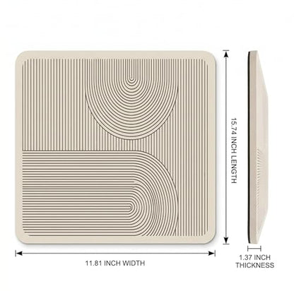 Super Absorbent & Non-Slip Geometric Rubber-Diatomite Drying Mat - Durable, Quick-Dry Kitchen and Bathroom Countertop Pad for Coffee Machines, Spices, and Essentials, Kitchen Countertop Mat