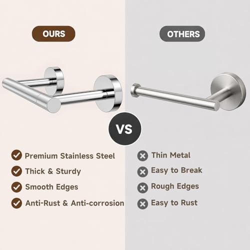 Toilet Paper Holder and Hand Towel Ring Bathroom Set | Chrome,Stainless Steel,Wall Mount,Bathroom Accessories,Hand Towel Ring and Toilet Paper Holder Set,Easy to install,Durable - color: Polished Chrome
