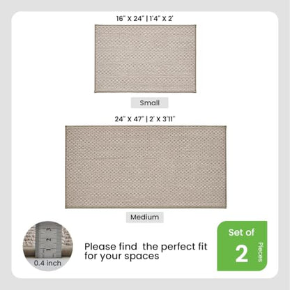 TYUU Bath Mat Set 2 Piece, Thin Bathroom Rugs Non Slip Washable Quick Dry | Non Slip Quick Dry Soft Absorbent Thin Low Pile Bathroom Mats, Washable Bath Rugs 2 Piece Set: 16x24, 24x47 in. Beige - color: Beige, size: 16"x24" + 24"x47"
