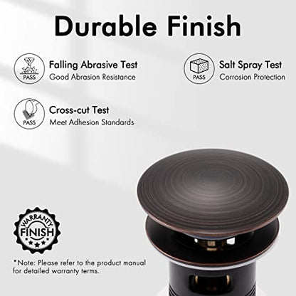 KES Bathroom Faucet Vessel Vanity Sink Pop Up Drain Stopper with Overflow Oil Rubbed Bronze, ALL Metal Rustproof Brass and 304 Stainless Steel, S2008A-ORB - color: Oil Rubbed Bronze, style: With Overflow, 1 Pack