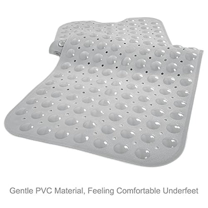 TEESHLY Bathtub Mats for Shower Tub, Extra Long Non-Slip 39 x 16 Inch Bath Mat with Drain Holes and Suction Cups, BathMat for Bathroom with Machine Washable (Opaque Gray) - color: Opaque Gray