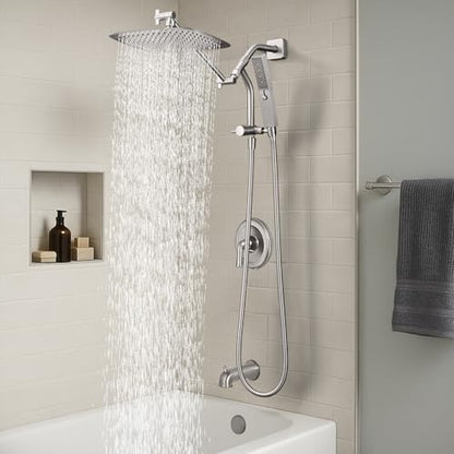 G-Promise 10 Inch All Metal Rain Shower Head with Handheld (Brushed Nickel) | Suits Every Height, Pause Mode Diverter, Massage Mode Handheld, Full Body Coverage, Easy to Install, Modern Bath Upgrade - color: Brushed Nickel, size: 10 Inch