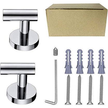 Nolimas Towel Coat Hook Polished Chrome SUS304 Stainless Steel Bathroom Clothes Cabinet Closet Sponges Robe Hook Wall Mounted Round Kitchen Heavy Duty Door Hanger 2 Packs - color: 2pcs Polished Chrome