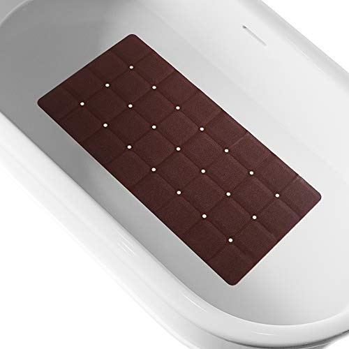 Webos Foldable Non Slip Silicon Bath Mat Bathtub mat no Suction Cups for Textured Tub and Reglazed Tub (Chocolate, 28-inch x 14-inch) - color: Chocolate