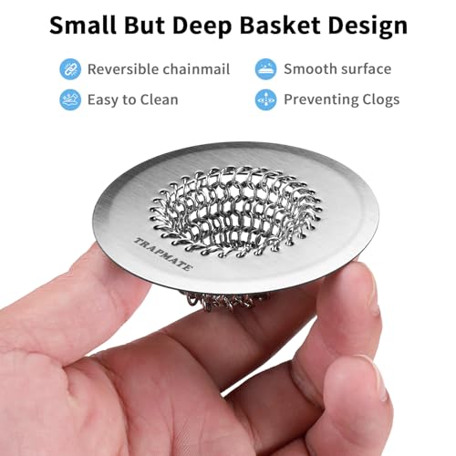 TRAPMATE Bathtub Stopper Drain Strainer Kit, Easy Clean Tub Shower Drain Hair Catcher, Anti-Clog Stainless Steel Sink Cover, Drain Protector for Bathroom Sink & Wash Basin (Patented Product) - color: Silver Silver Gray
