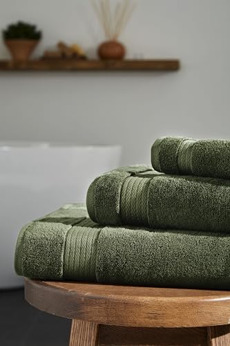 Ozdilek 6-Piece Bath Towel Set, 2 Bath, 2 Hand, 2 Wash, 100% Cotton Turkish Towels, 2 Bath Towels (30x60/550 GSM), 2 Hand Towels (16x30/575 GSM), 2 Washcloths (13x13/600 GSM) (Fern Green) - color: Fern Green