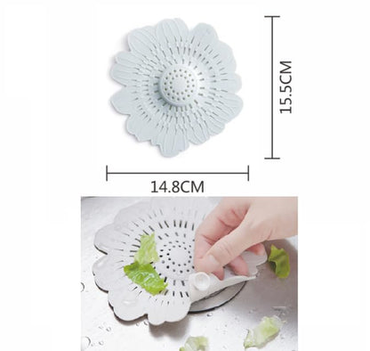4 PCS Flower Shape Hair Catcher Silicone Hair Stopper Shower Drain Covers with Suction Cup Mesh for Bathroom Bath Tub Bathtub Kitchen Sink Laundry Kitchen Drains