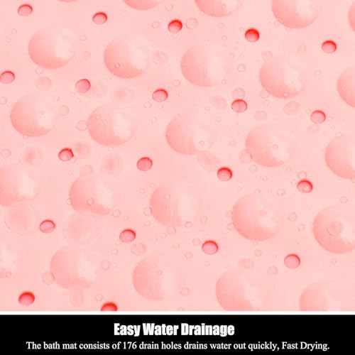 Bathtub and Shower Mats, Extra Long Non-Slip Bath Mat 39 x 16 Inch, Machine Washable Bath Tub Mat with Suction Cups & Drain Holes for Bathroom, Pink - color: Pink, size: 40" x 16" (Rectangular)