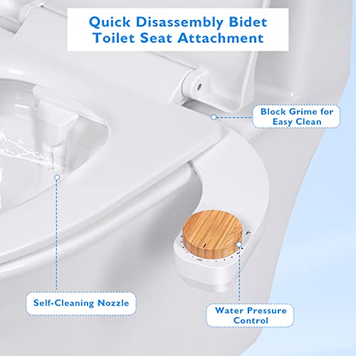 Ultra-Slim Bidet Attachment for Toilet - Dual Nozzle (Frontal & Rear Wash) with Adjustable Cold Water Pressure and Stainless Steel Inlet - Hygienic Solution for Fresh Cleanliness, Easy Install