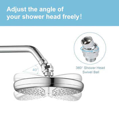 OFFO Shower Head Swivel Ball Adapter, All Metal Adjustable Shower Arm Extension Connector Universal Showering Component Solid Brass, Chrome - color: Chrome