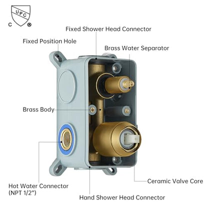 BESy Shower System with 10 Inch Round Rain Shower Head and Handheld Wall Mounted, High Pressure Rainfall Shower Faucet Fixture Combo Set with 2 in 1 Handheld Showerhead for Bathroom, Gold - color: Gold