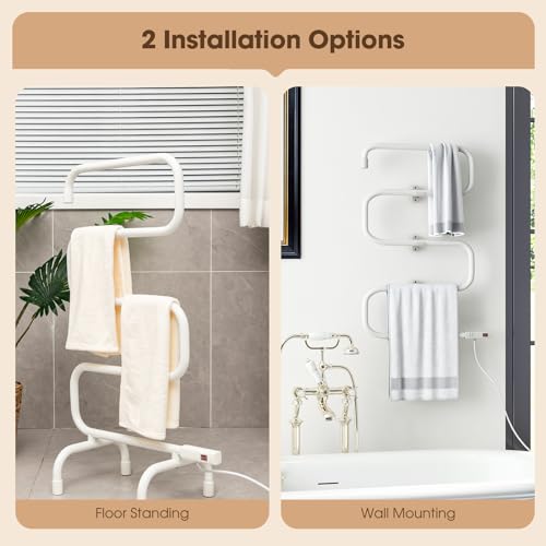 ARLIME Towel Warmer and Drying Rack, Electric Heated Washcloth Warmer, Wall Mount & Free Standing Towel Heater for Bathroom, 100W