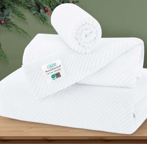 VOOVA & MOVAS White 3PC Towel Set, 100% Cotton | 1 Large Bath 30x56 In, 1 Hand 18x28 In, 1 Wash Cloth 13x13 In, Quick Dry, Soft, Thick, Bathroom Essentials - color: White, size: 3 PC Bathroom Towel Set