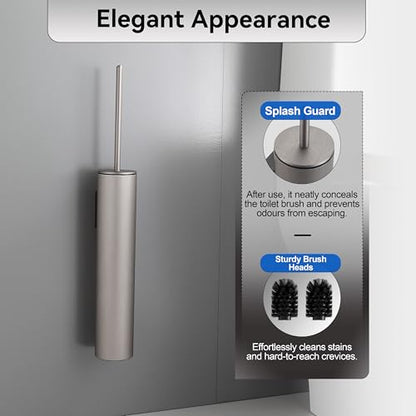 Wall Mounted Brushed Nickel Toilet Brush with Holder,Durable Cleaning Toilet Bowl Brushes with Holders - color: Brushed Nickel