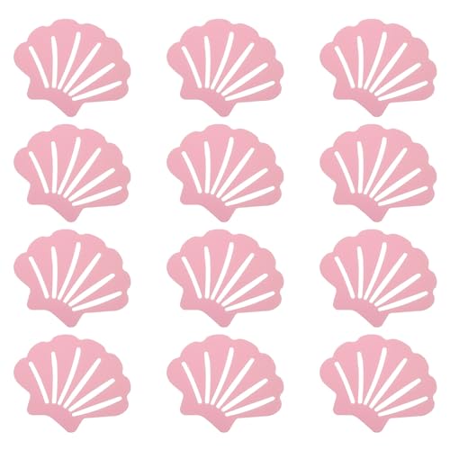 PATIKIL 12 Pcs Non Slip Bathtub Stickers, Anti Slip Shower Stickers Bathroom Shower Floor Decals Sea Shell Shape Cute Treads Tubs, Pink - color: Pink
