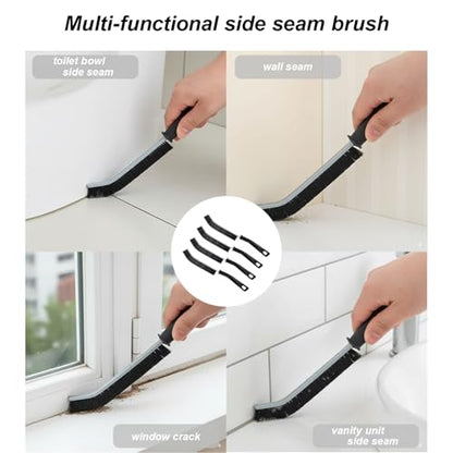 Crevice Cleaning Brushes for Deep Cleaning 4 Pack, Narrow Grout and Gap Scrub Brush Set for Shower, Tile, Sink, Kitchen, Toilet, Bathroom, Household Small Space Cleaning Tool Black