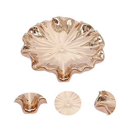Lotus Leaf Soap Dish Gold Ceramic Soap Holder Self Draining Soap Dish Waterfall Slot Sponge Holder Bathroom Accessories for Bathroom, Kitchen,Bar Counter. - color: Gold