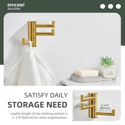 Angle Simple Swivel Towel Hook for Bathroom, Coat Hook Brushed Dark Gold | SUS304 Stainless Steel, 3 Foldable Arms, Space Saving Kitchen Hand Wash Towel Holder, Screws Mounted - color: Brushed Dark Gold, size: 1 Pack