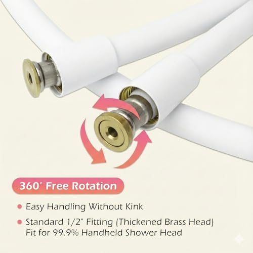 Silicone Shower Hose with Spare Washers, Anti-Kink Designed Replacement Handheld Shower Hose Extension for RV, Showerhead, Sprayer, Bidet, Pet Cleaning, 59 Inches, White - color: White, size: 59 Inches