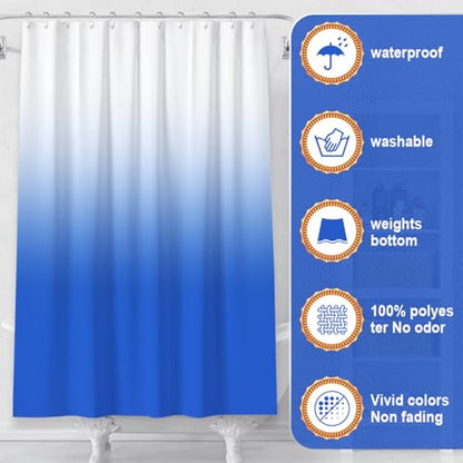 Shower Curtain Sets with Rugs and Adjustable Toilet Seat Cover | 4 Pcs Light Blue Bathroom Sets with Shower Curtain and Rugs and Microfiber Toilet Lid Cover - color: Light Blue