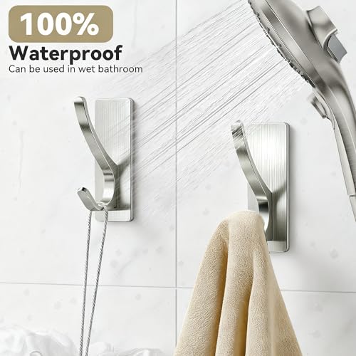 pickpiff Brush Nickel Self-Adhesive Hook, 13LB Hanger for Coat/Towel, 4 Pcs - color: Brushed Nickel, size: 4 Pack