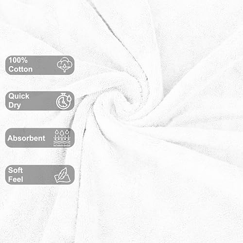 GOLD TEXTILES Wash Cloths Bulk Pack 13x13 Inches, 120 Pcs Soft Ringspun Cotton Washcloths, Premium Highly Absorbent and Quick-Drying Face Towels Daily use for Showering, Gym, Spa, Hotel (120, White)