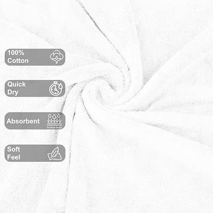 GOLD TEXTILES Wash Cloths Bulk Pack 13x13 Inches, 120 Pcs Soft Ringspun Cotton Washcloths, Premium Highly Absorbent and Quick-Drying Face Towels Daily use for Showering, Gym, Spa, Hotel (120, White)