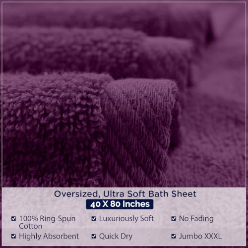 DAN RIVER Pack of 1 Bath Sheet 40x80 Inches, Oversized Quick Dry Towel, Soft Luxury Towels for Bathroom - Purple Passion - color: Purple Passion