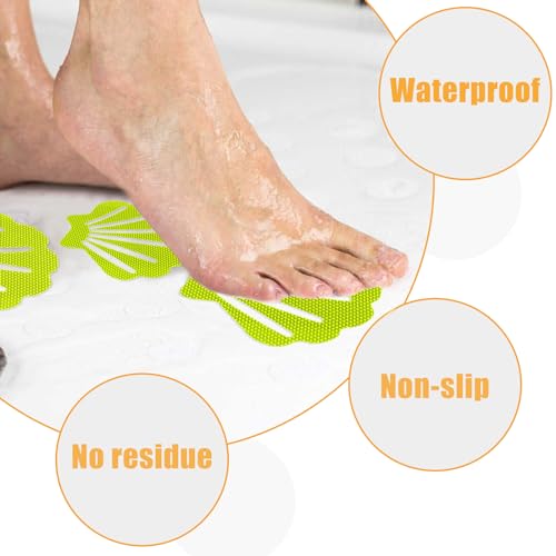 12 Pcs Non Slip Bathtub Stickers Green Adhesive Decals Sea Shell Shape Shower Stickers for Floor, Ladders, Bath Tub, Stairs, Bathroom - color: Green
