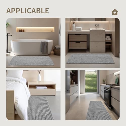 Toilet Rugs U-Shaped Mat 24x24, Contour Bathroom Mat - Ultra Soft & Absorbent Chenille, Quick-Dry, Machine Washable with Non Slip Barrier Backing, Grey - color: Grey, size: 24" X 24"(Toilet Rug)